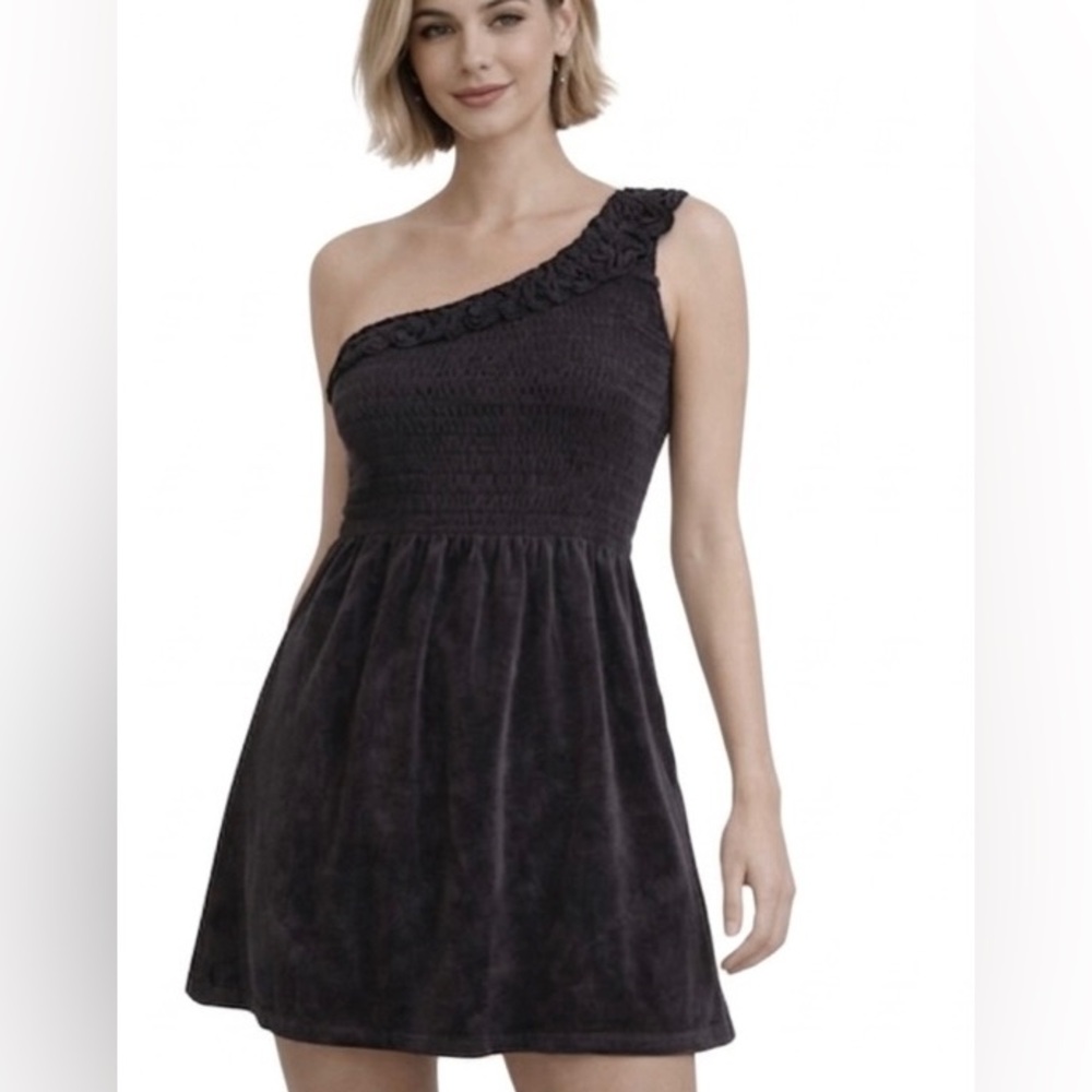 Juicy Couture  Black One Shoulder Terry Dress